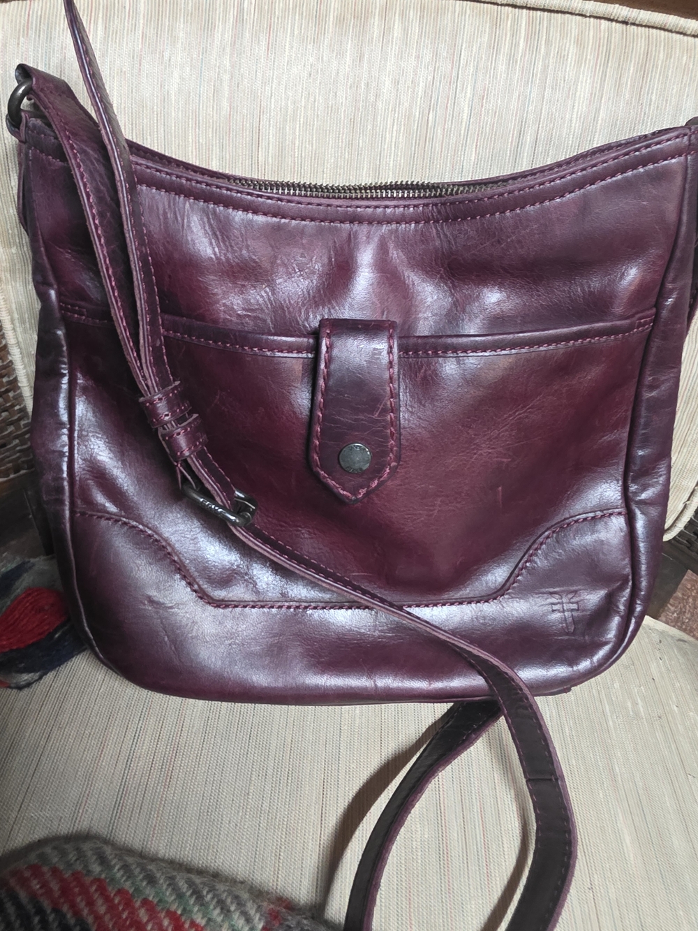 FRYE Women's Leather Crossbody Bag in Deep Wine Leather